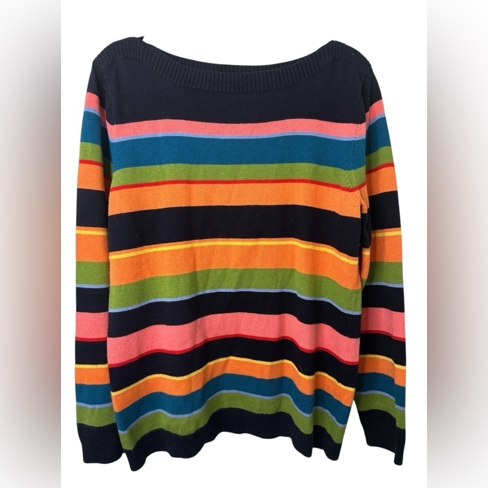 Talbots Rainbow Striped Sweater Long Sleeve Cotton Blend Large
